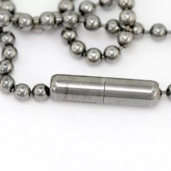 GUCCI Double dog tags ball chain Necklace 23" Silver 925 Auth w/Box #20240 - Picture 5 of 11